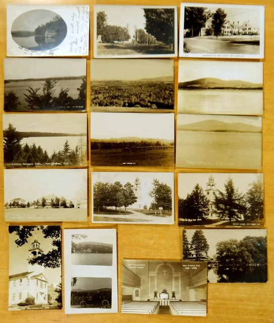 16 Photo Postcards All NEW LONDON NH LAKE ELKINS rppc 1906-50's Little Sunapee