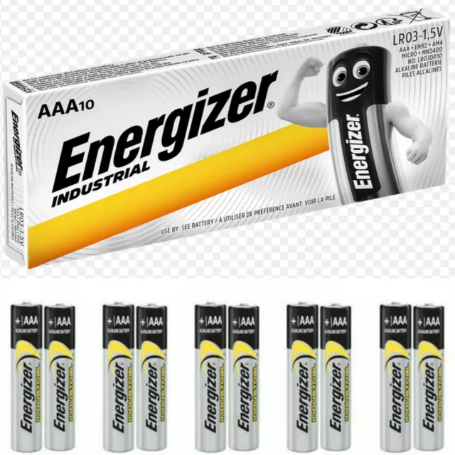 10 x ENERGIZER AAA Industrial MN2400 AM4 LR03 ALKALINE Batteries 1.5V ALKALINE