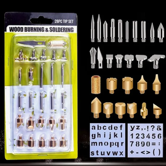 Wood Burning Pen Tips Kit Stencil Pyrography Marking Soldering Iron Head Set