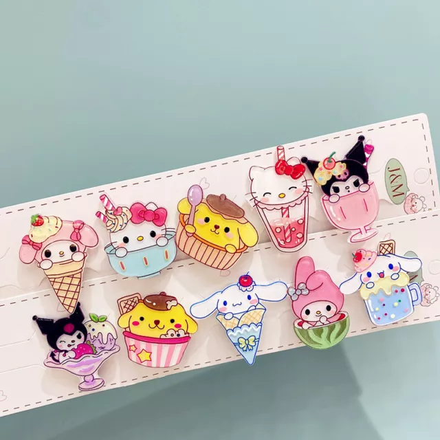 10pcs Cute Icecream My Melody Cinnamoroll Hair Clip Barrette Hello Kitty Hairpin