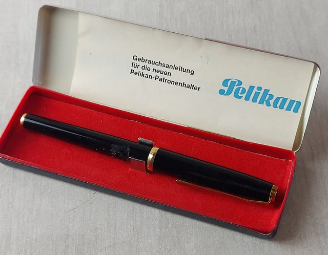 Stylo Plume Pelikan Pelikano - Corps Noir, Garniture Chromée, Occasion, Cartouches