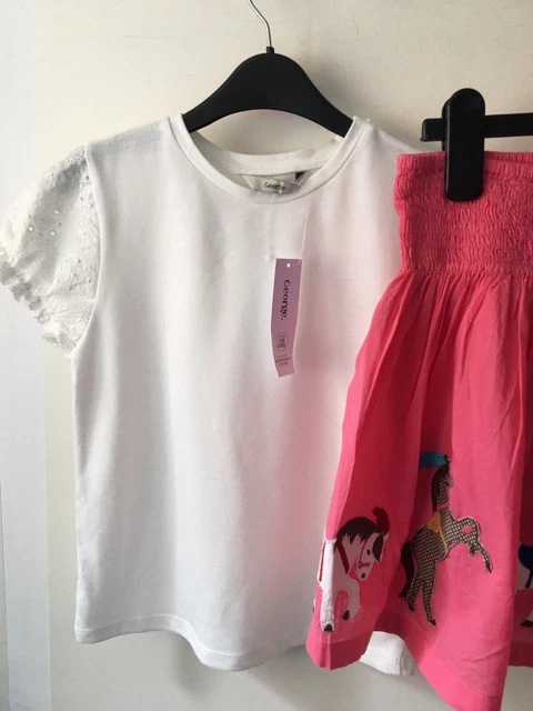 Mini gonna estiva ragazza Boden ecc usata & nuova George Pretty Top 7-8 anni 3