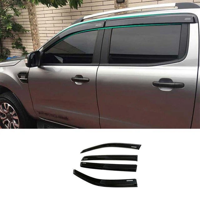 Side Window Visor Vent Deflector 4PCS Fit For Ford Ranger 2015-2022 Paint Black