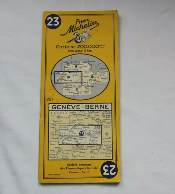 Ancienne Carte routière Michelin GENEVÊVE - BERNE N°23