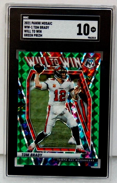 2021 Panini Mosaic #WW-1 Tom Brady "Will To Win" Green Prizm  SGC 10 Read!
