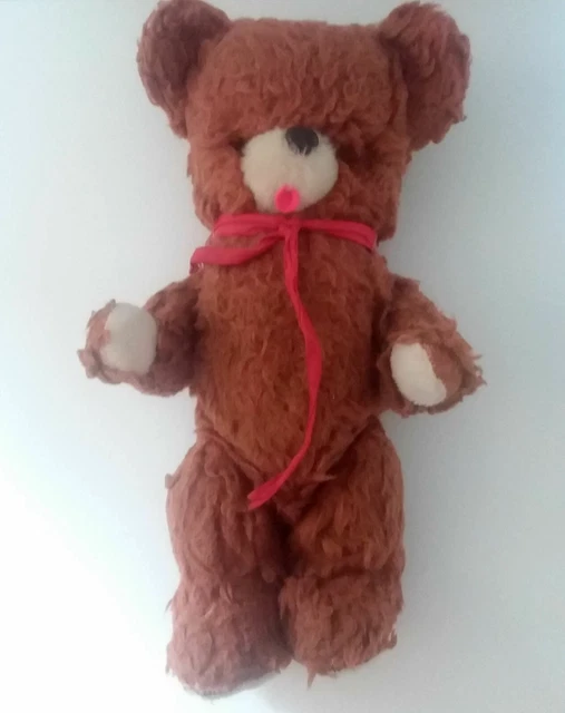 Peluche Ours Jaune Paille 50 Cm – Rembourrage Paille, Look Super Vintage Et état Nickel