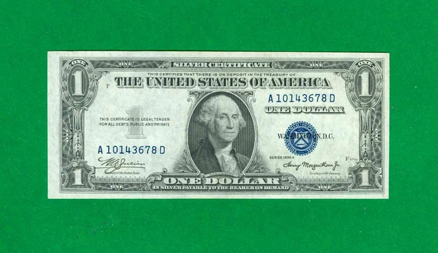 $1 1935-A 1 A/D Block Blue Seal Silver Certificate Cu. Non-Mule