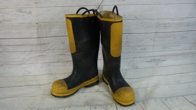 Black Diamond Firebreaker Firefighter Black/Yellow Boots Lined Size 6.5 Medium