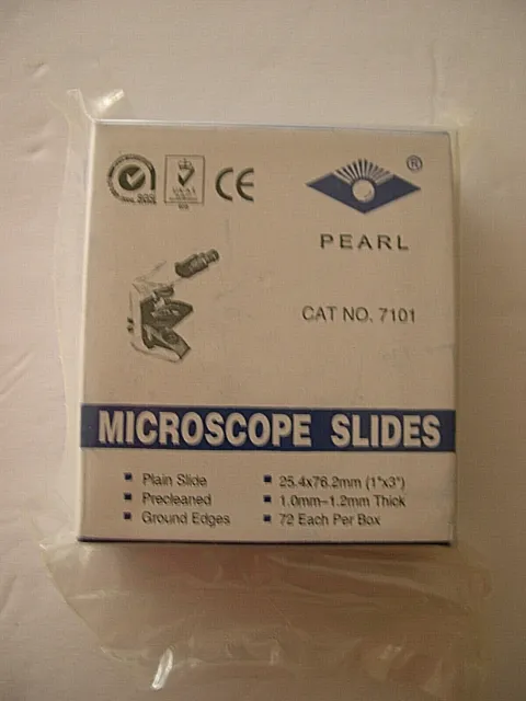 Pearl Microscope Slides 72 Count Cat No 7101  1" x 3" New Sealed