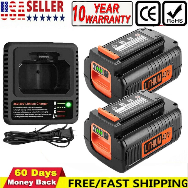 40V 4.0Ah for Black+Decker 40 Volt Max Lithium Battery LBXR36 LBX2040 or Charger