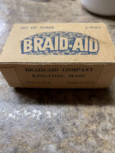 Vintage Braid-Aid Set of Three 3-Way Rug Braiding Making Tool Kit in Box USA