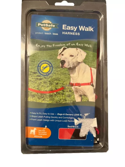 PetSafe Easy Walk No Pull Harness Black/Red Medium Dogs 40-65lbs Unused