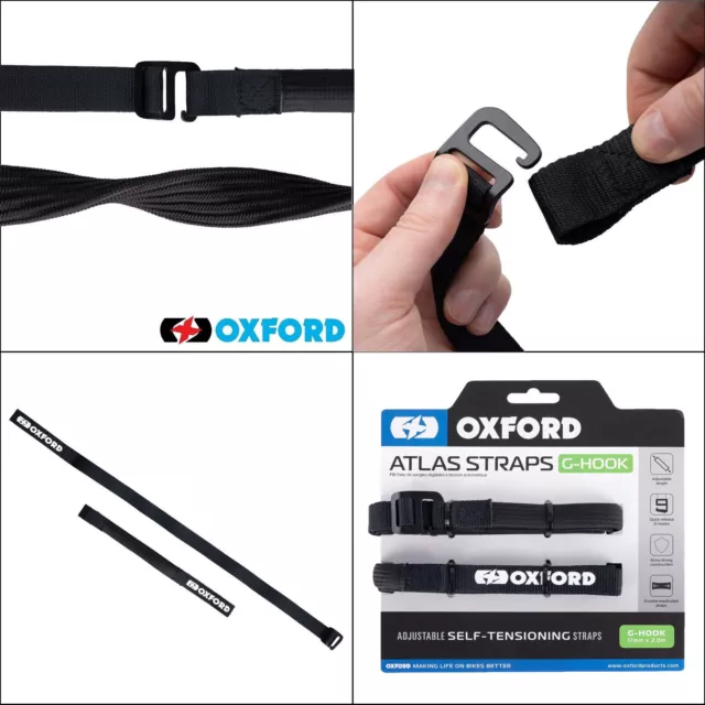 Oxford ROK Strap 2000mm Motorcycle Bike Rok Stretch Rubber Straps MD 17" Black