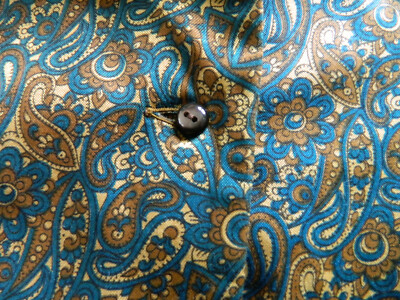 Vintage Chemisier PAISLEY 60er J. T 48 Gold turquoise marron clair Aussi belle que Gilet