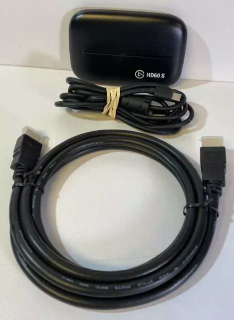 Used Elgato HD60 S Game Capture Card - Black (1GC109901004) w/ Cables - Nice!