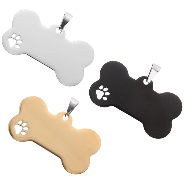 3 piezas Colgante de etiquetas en blanco anti-perdida nombre de mascota anuncio de mascotas