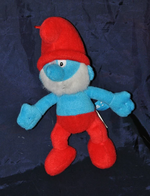 Peluche Doudou Grand Les SCHTROUMPFS Los Pitufos Bleu Peyo 2011 Rouge 24 Cm TTBE