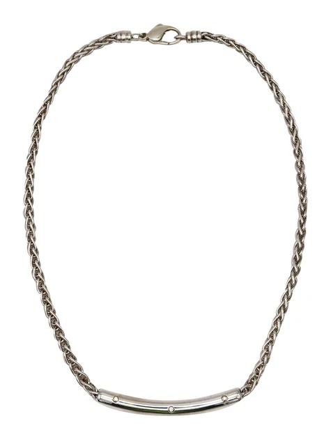 Movado Modernist Tubular Necklace 18Kt .925 Sterling Silver With 3 VS Diamonds Movado Modernist Tubular Necklace 18Kt .925 Sterling Silver With 3 VS Diamonds