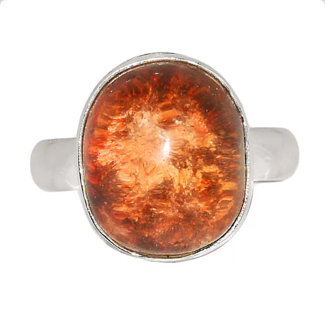Treated Red Ghost Phantom, Lodolite 925 Sterling Silver Ring Jewelry s.7 CR36849