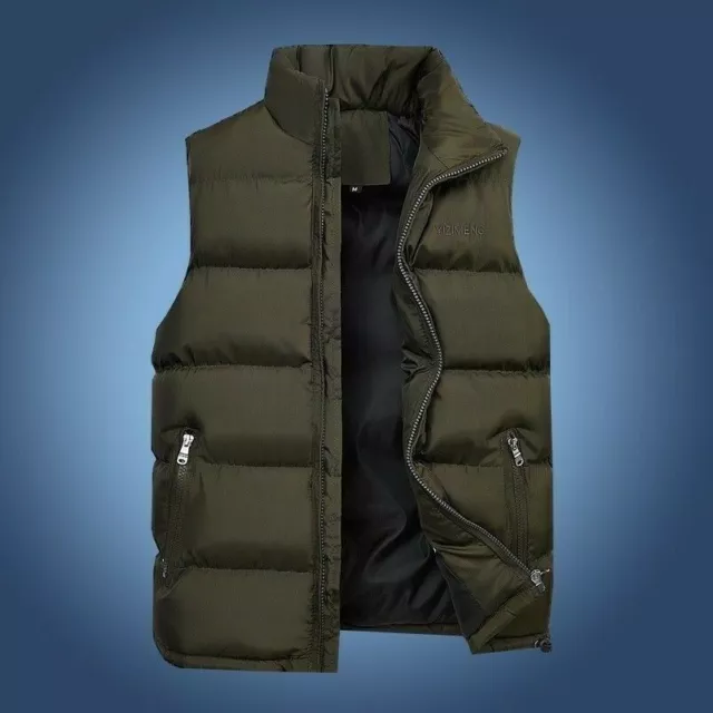 Invernale da Uomo Piumino Cotone Gilet Giacca Caldo senza Maniche Taglie Forti