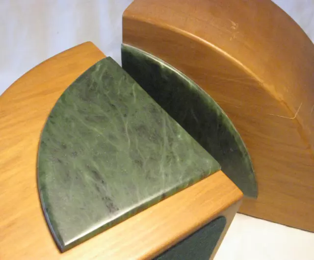 Vintage Design Buchstützen Teak + Jade ? Holz massiv Art Deco ?- 60er 70er ?