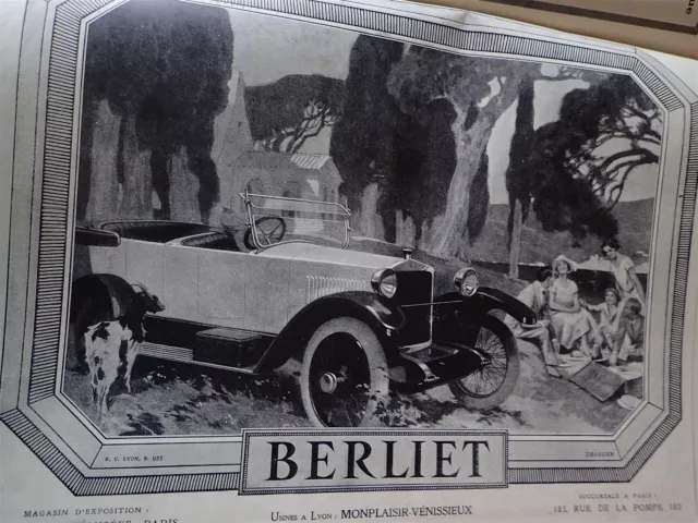 BERLIET automobile publicité papier ILLUSTRATION AUTO 1924 col