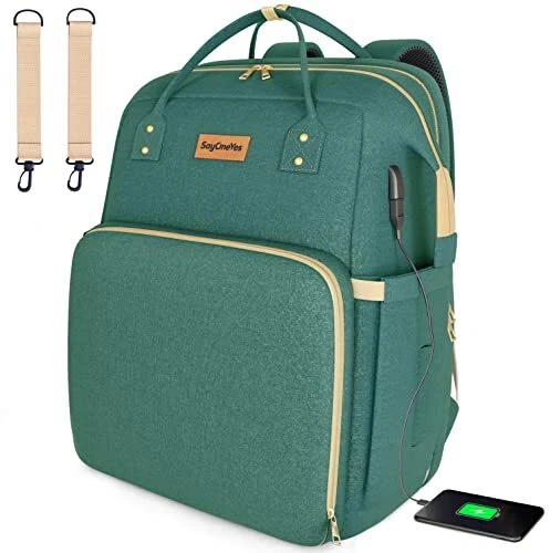 Baby Diaper Bag Backpack with Portable Changing Pad - Multifunction Green