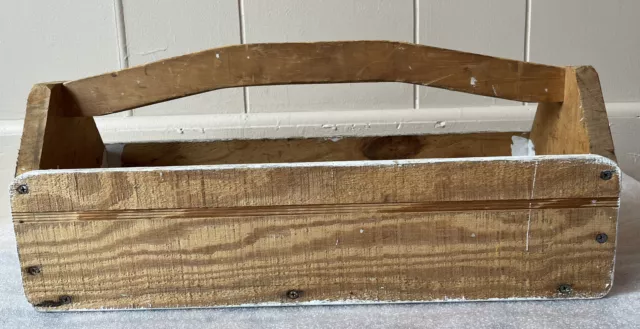 Carpenters Tool Box 20" Pine Wood Tote Caddy Hand Made Primitive Vintage 3