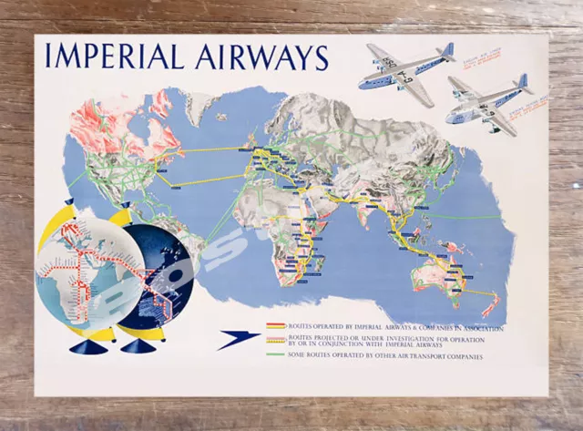 Historic Imperial Airways- Map Advertising Postcard