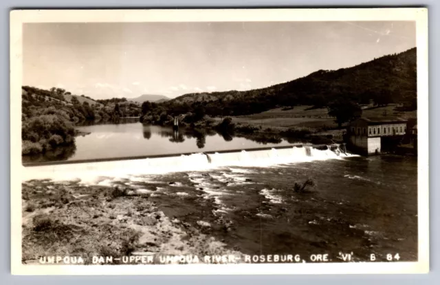 C.1940 Rppc Roseburg, Or Oregon, Umpqua Dam River Douglas Cty Photo Postcard P43