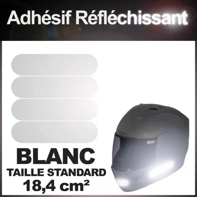 Kit 4 bandes stickers standard rétro réfléchissants casque moto REFLECTIVE BLANC