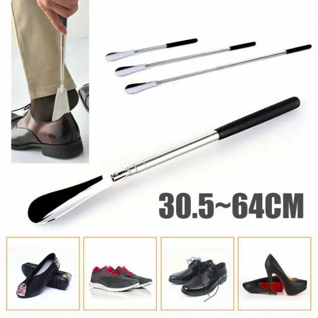 Extra Long Handle Shoe Horn Stainless Steel 25" Handled Metal Shoehorn Horns