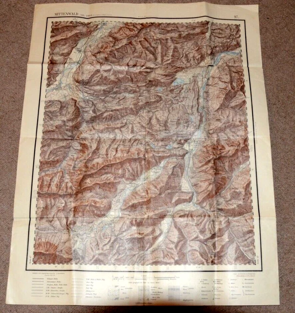 60858 Mapa de País Umgebungskarte Mittenwald Hoja Murnau Ost Wetterstein Pared