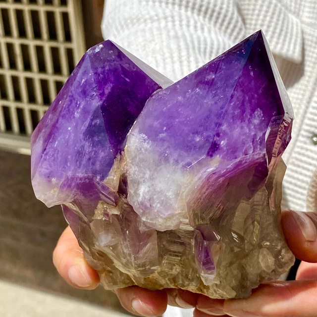 2.46LB Natural amethyst Cluster Quartz Crystal backbone mineral Specimen Healing