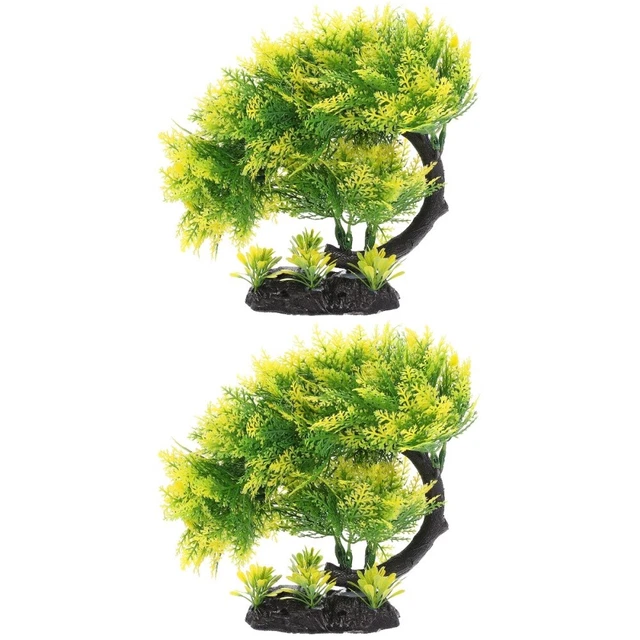 2 PCS Aquarium Accessory Outdoor Bonsai Tree Decor Pets Plastic Plant Decorate