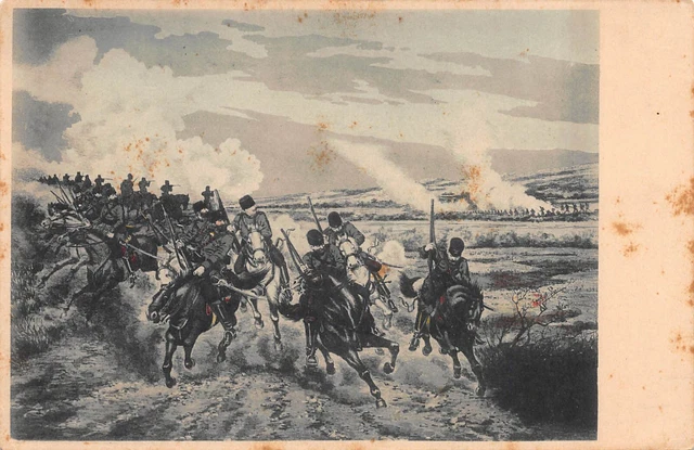 Japanese Russo War Military Cossacks Cavalry Charging Battlefield Postcard  (14)
