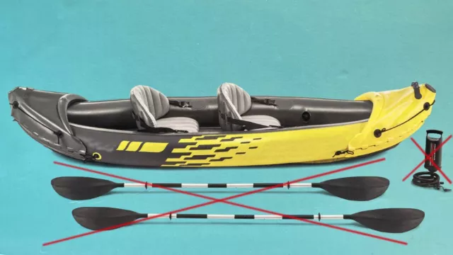 Canot Kanu Gonflable Kayak 2 Personne Bateau à Aubes + Pagaie Bateau D'Aviron