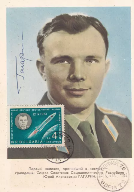 1966-Space-Yuri Gagarin-First Man In Travel Into Space-Photo-Original Autograph