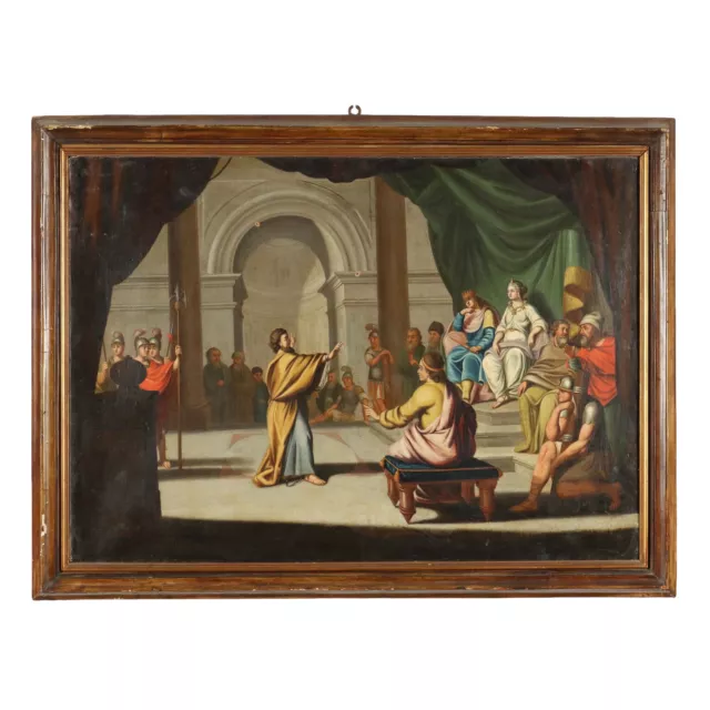 Tableau Ancien avec Sujét Historique Huile sur Toile XVIIIe Siècle