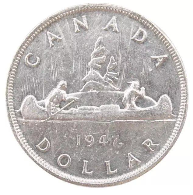 1947 Maple Leaf Canada silver dollar nice EF