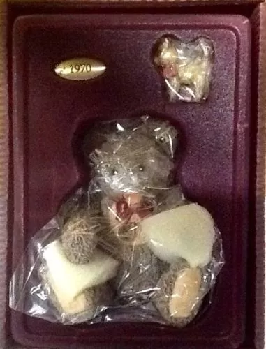 ❤ STEIFF & ENESCO 1970 Zotty Teddy Bear & Pewter Cat Porcelain Lt Ed NEW In BoX❤