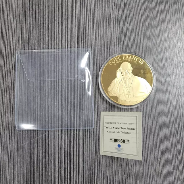 Life Of Pope Francis US Visit  Commemorative Proof Coin 24K Gold Layered Large