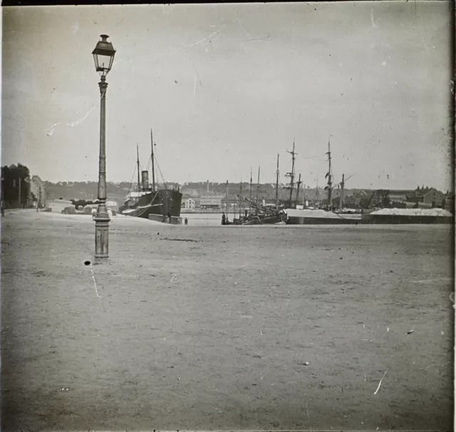 FRANCE Dieppe Les Bassins 1932 Photo Vintage Plaque verre P74L31n