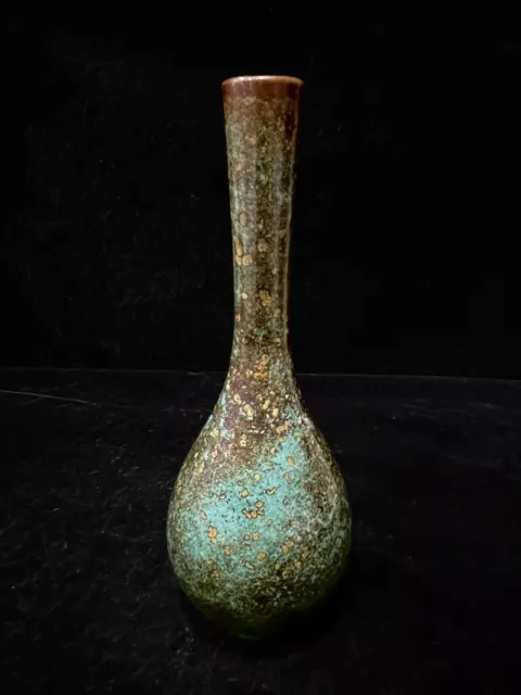 Old Chinese Song Jun porcelain blue glaze Sakinpi handmade Long neck vase 1309