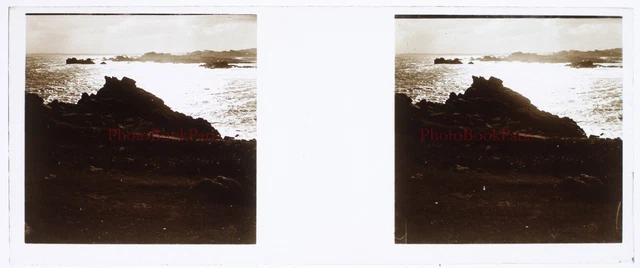 FRANCE Sea Landscape c1930 Photo Stereo Glass Plate Vintage P29L5n20 2