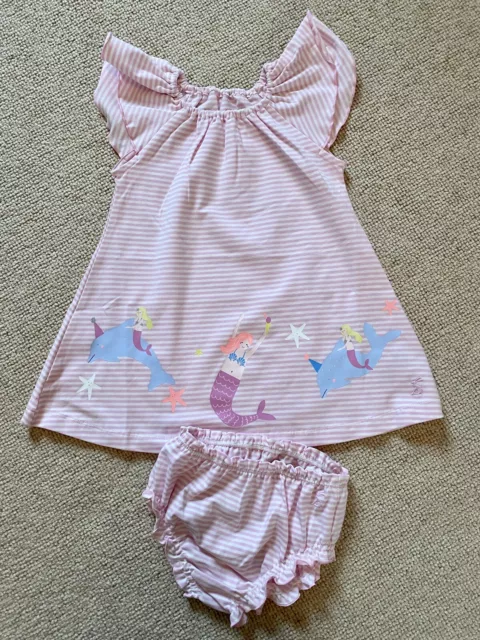 Abito a sirena bambina Joules con fiori abbinati 12-18 mesi - Nuovo con etichette