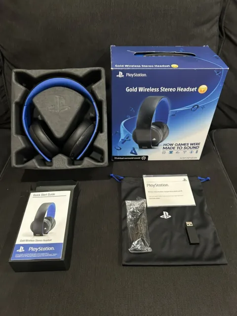 Sony PlayStation Gold Wireless Stereo Headset - Great Condition - Lots Of Pics!