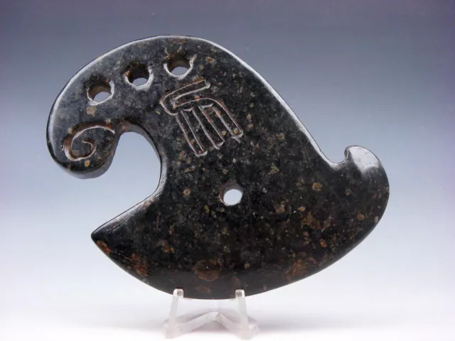 Old Nephrite Jade Stone Carved Sculpture Unique Moon Shaped Sword #09172307
