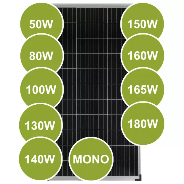 Solarpanel 50 80 100 130 140 150 160 180 200 Watt Mono 18V 12V Modul PV 0% MwSt