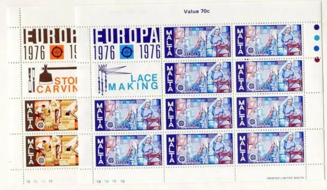 37501) MALTA 1976 MNH** Europe, handicrafts 2v MS